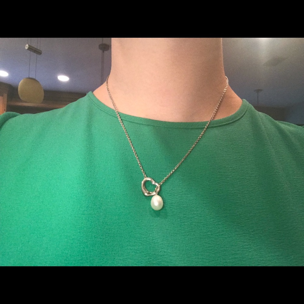 Tiffany & co. Pearl drop heart necklace
